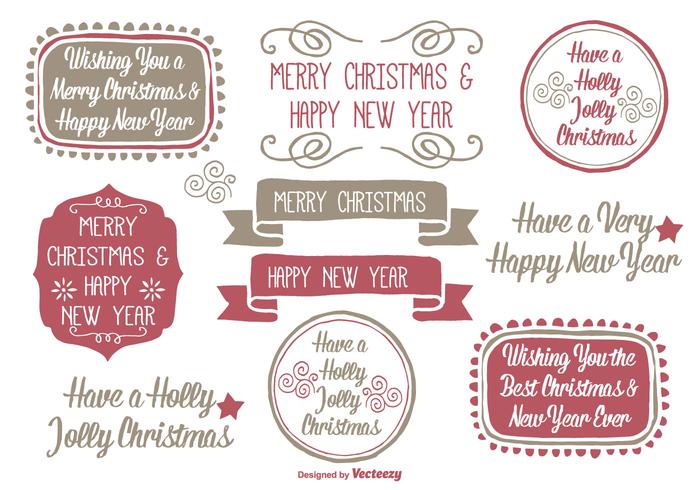 Hand Drawn Style Christmas Label Set