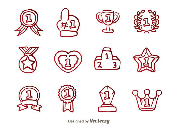 First Place Badge Hand Draw Icons vector