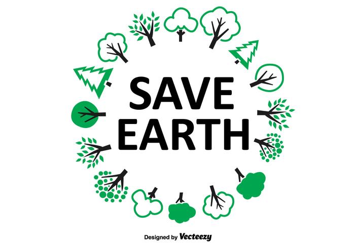 Save Earth Tree Wreath vector