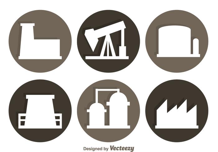 Iconos del círculo de la fábrica vector