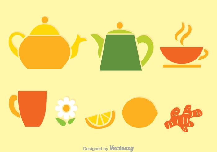 Tea Set Colors Vectors