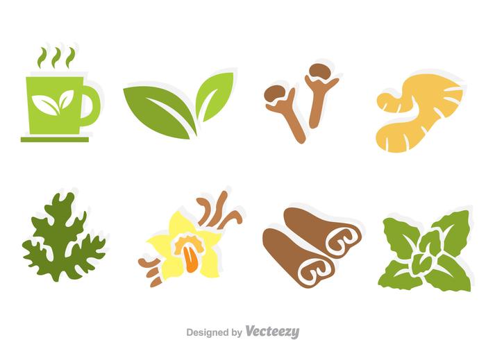 Iconos de vector de té de hierbas