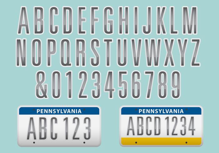 License Plate Font Vector