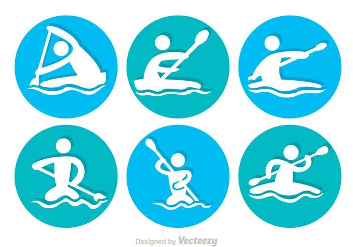 River Rafting Circle Icons vector