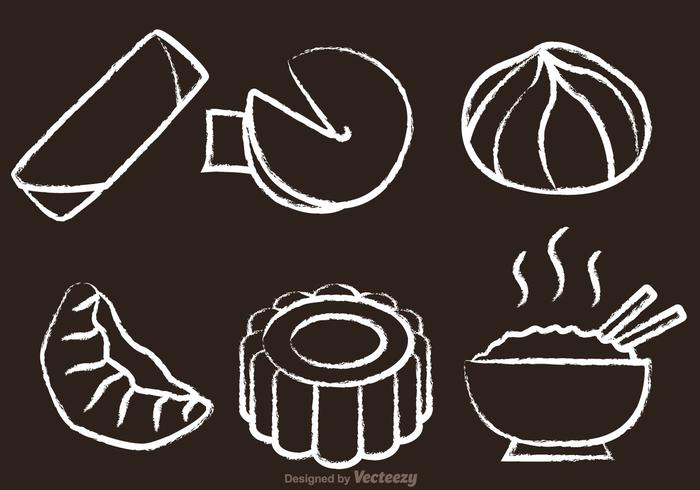 Chinese Food Chalk Drawn Vectors Chinese Food Chalk Drawn Vectors