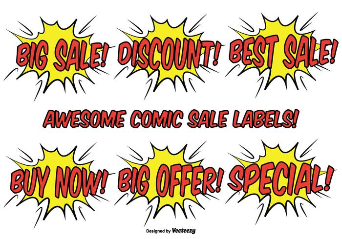 Comic Style Promotional Label Set vector