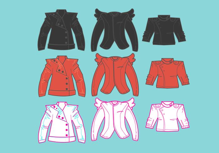 Leather Jacket Icons vector