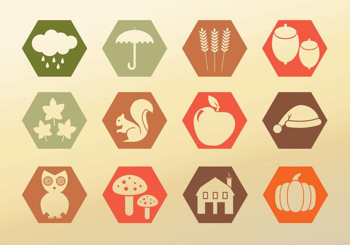 Set Icons Autumn vector