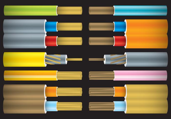 Coloridos cables desnudos vector