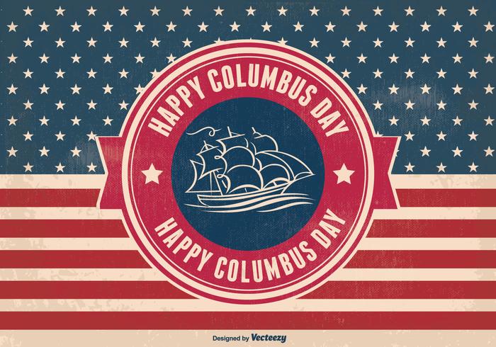 Columbus Day Retro Style Illustration