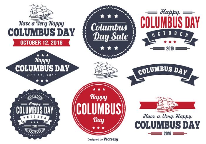 Columbus Day Label Set Columbus Day Label Set