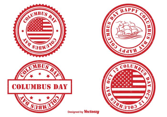 Juego de sellos de Columbus Day vector