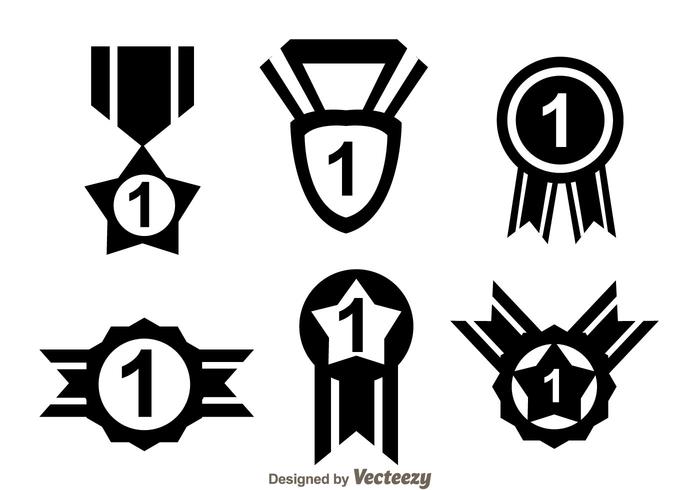 First Place Ribbon Black Icons vector