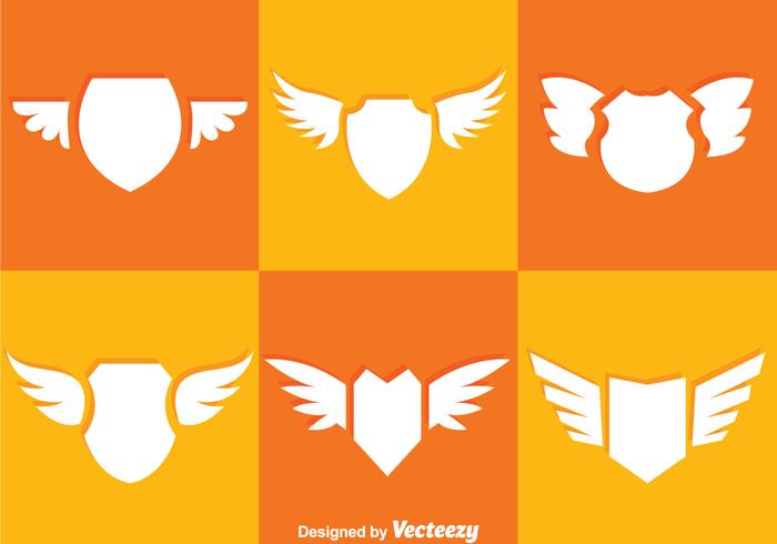 Shield And Wings Icons vector