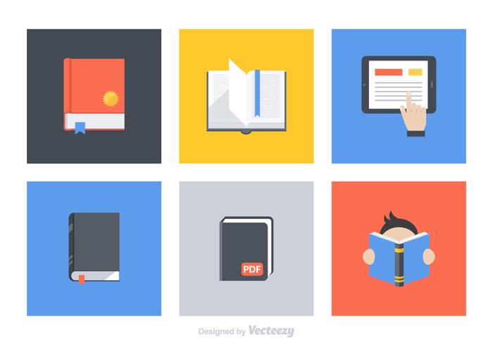 Flat Book Vector Icon Set