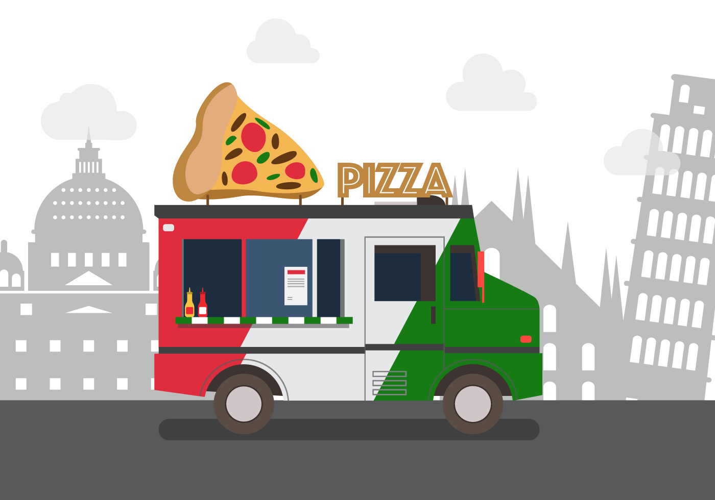 Vector Pizza Truck - Download Free Vector Art, Stock Graphics & Images