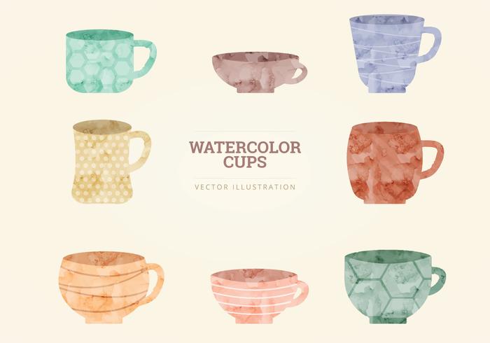 Watercolor Vector Cups