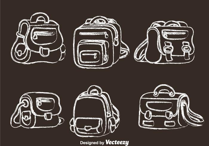 School Bag Chalk Drawn Icons vector