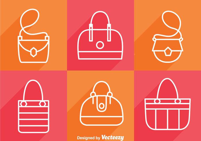 Bag Long Shadow Icons vector