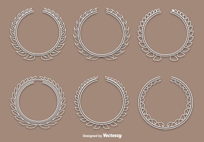 Linear white wreath vectors