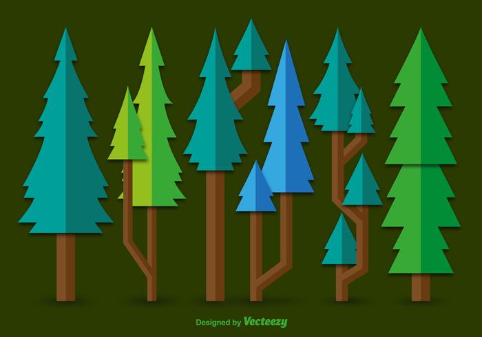 Flat green pine vectors