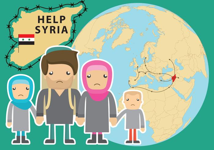 Help Syria Refugee Vector 