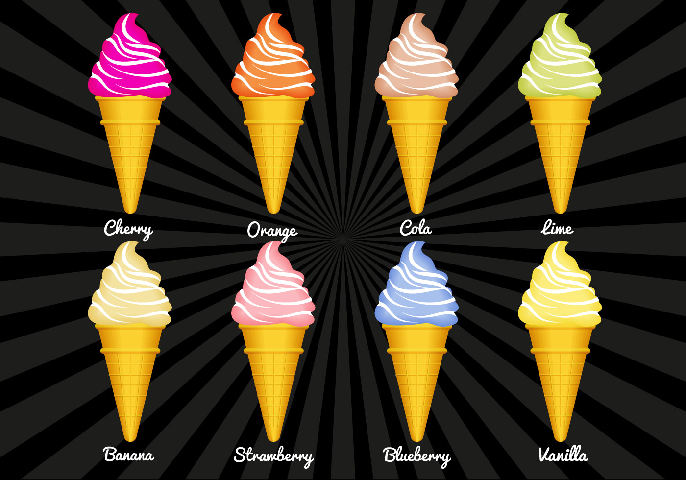 Download Free Snow Cones Flavors Vector 98854 Vector Art at Vecteezy