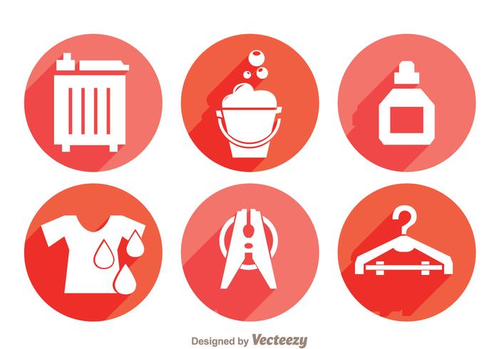 Laundry Long Shadow Icons vector