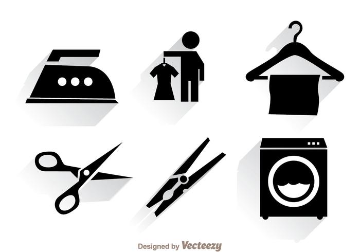 Laundry Black Icons vector