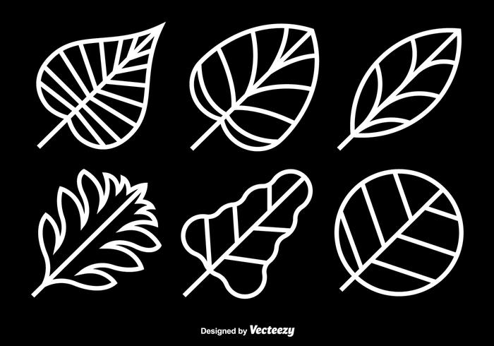 White leaves icons vector