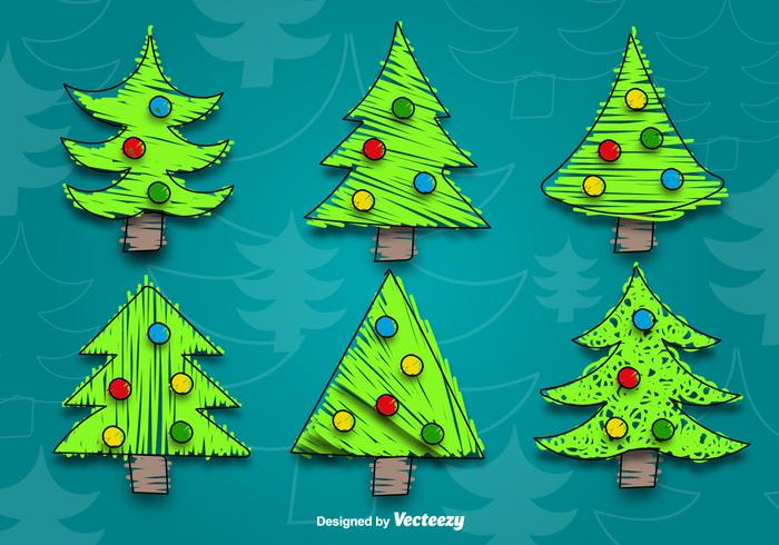 Cartoon christmas tree vectors