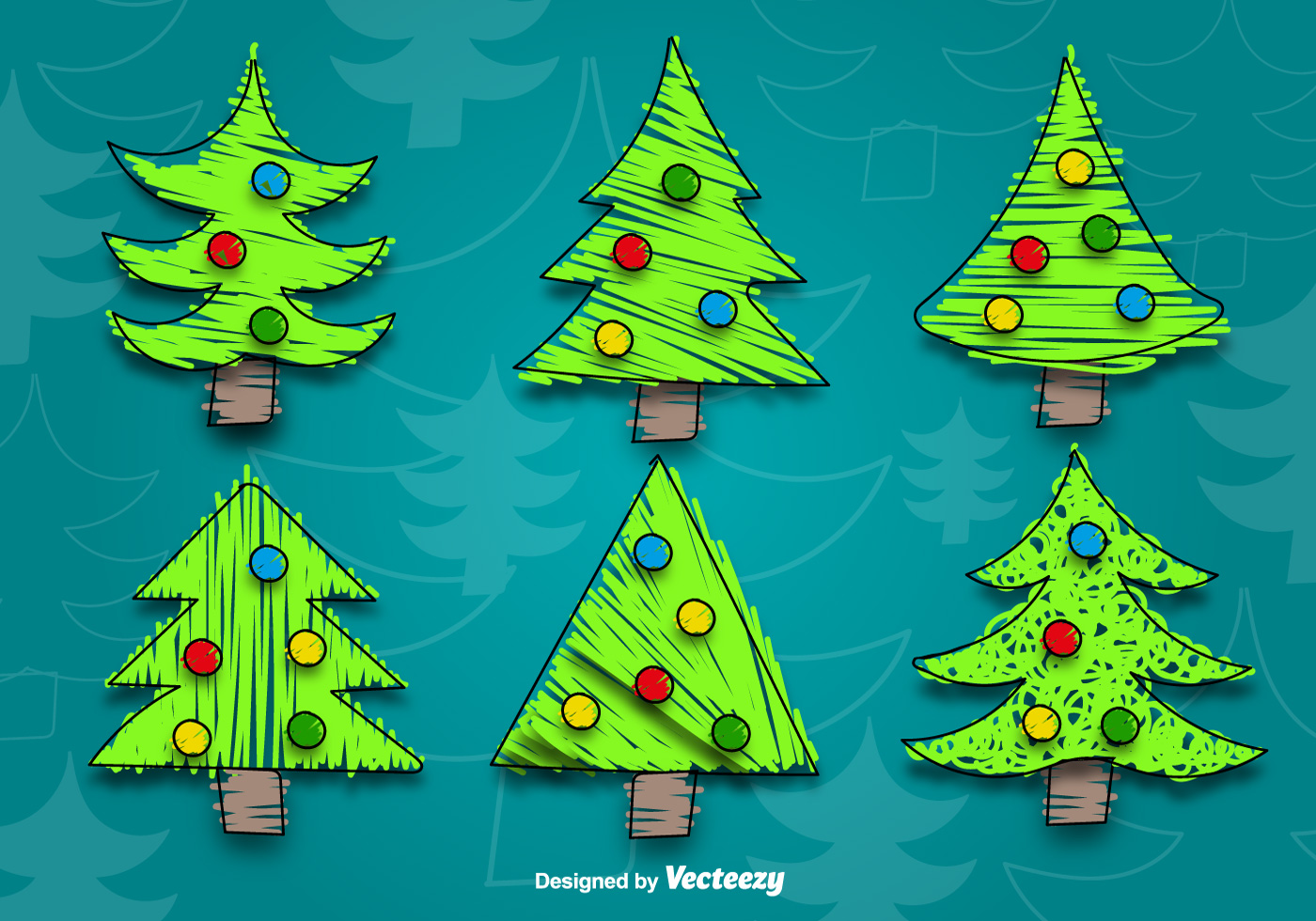 Cartoon christmas tree vectors - Download Free Vector Art, Stock