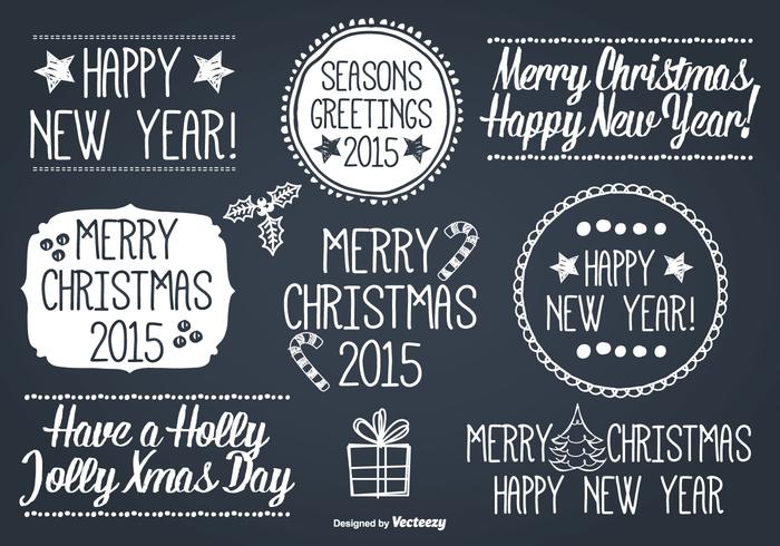 Hand Drawn Style Christmas Label Set vector