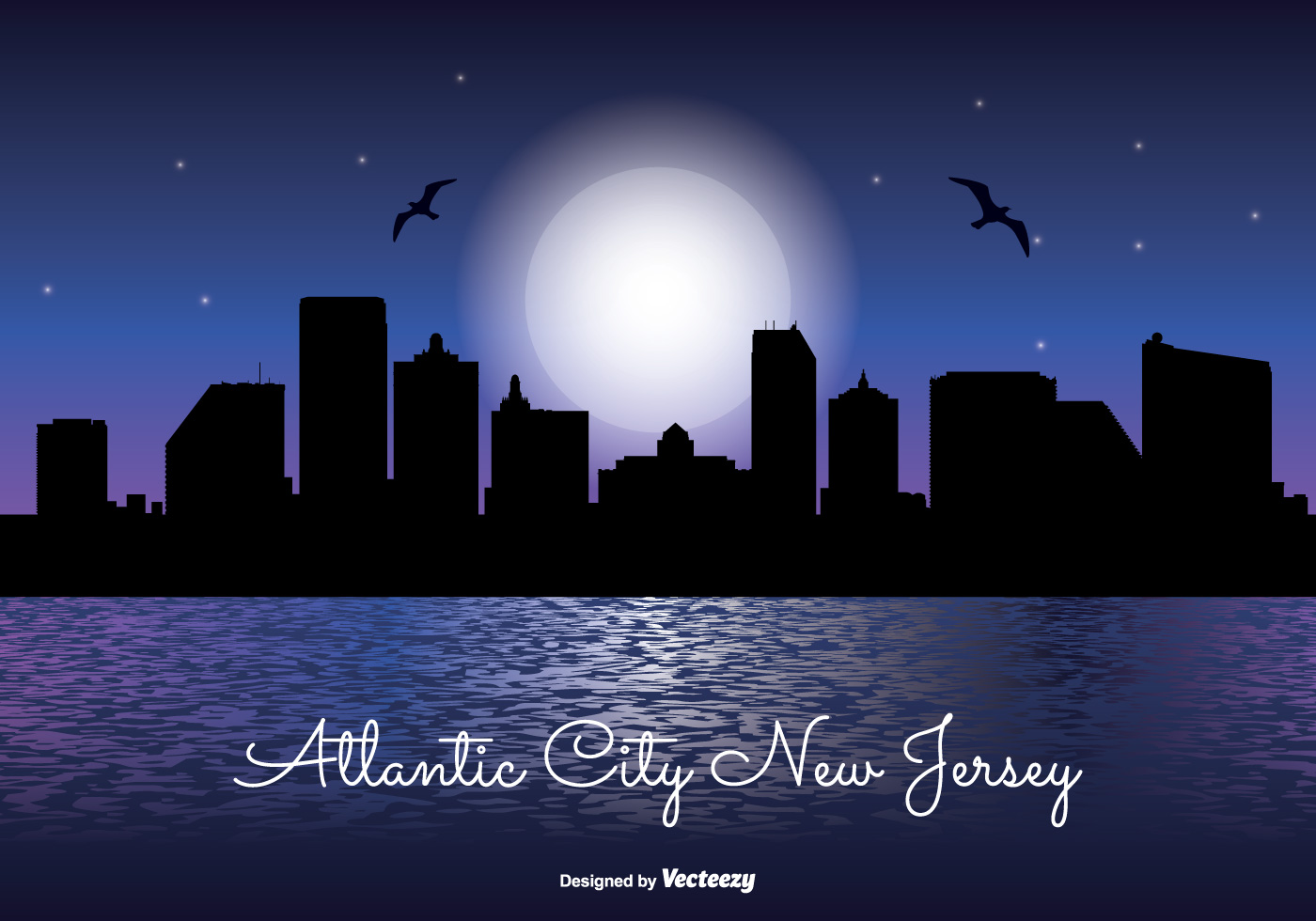 Download Atlantic City Night Skyline - Download Free Vector Art ...