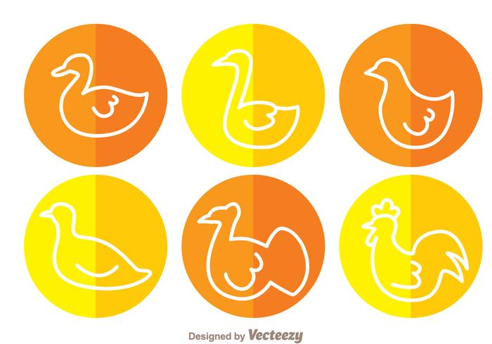 Fowl White Outline Circle Icons vector