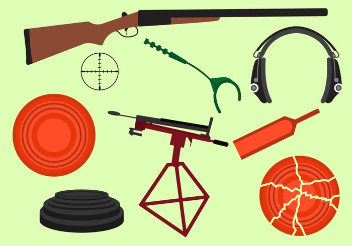 Set of Clay Pigeon Equipment vector