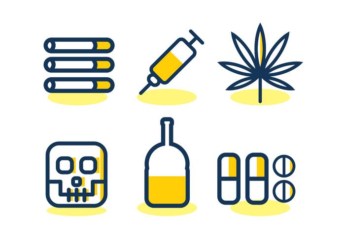 No Drugs Vector Icon Set 