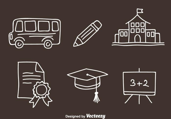 Iconos del vector del Doodle de la escuela