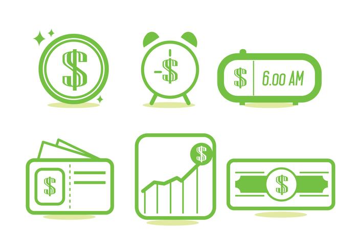 El tiempo es dinero Icon Set vector