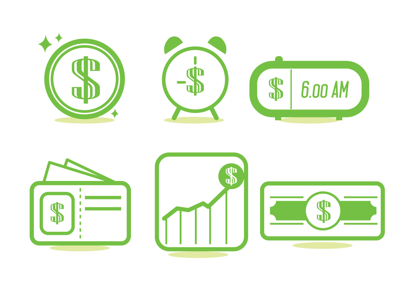 Time Is Money Icon Set 99070 Vector Art at Vecteezy