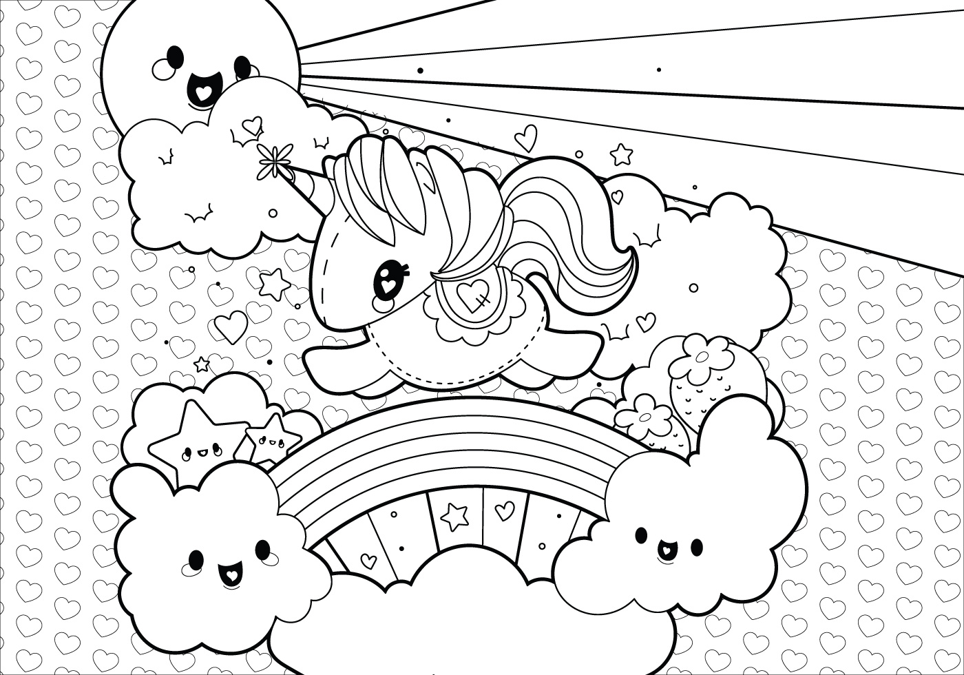 Rainbow Unicorn Scene Coloring Page - Download Free Vector Art, Stock Graphics & Images