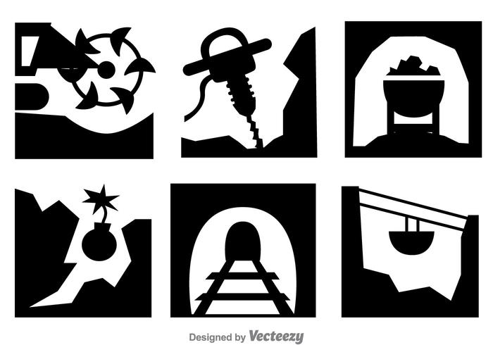 Gold Mine Digging Process Icons vector