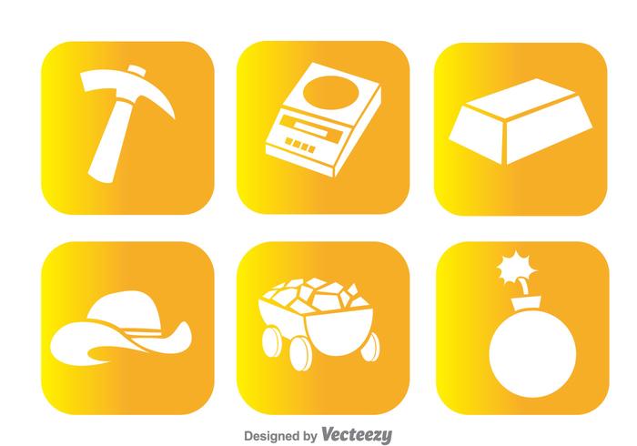 Gold Mine White Icons vector