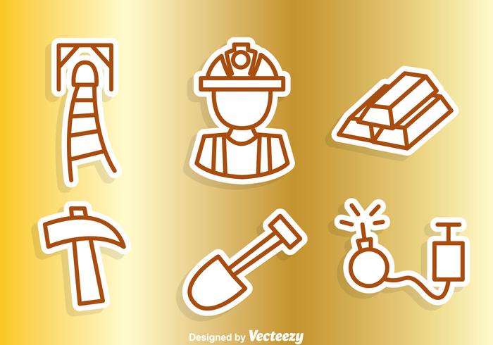 Gold Mine Outline Icons vector