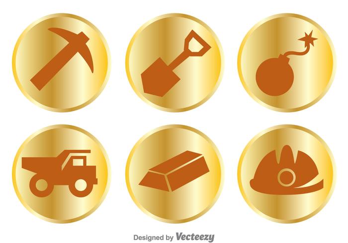 Iconos de artículos de mina de oro vector