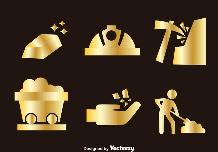 Iconos de la mina de oro vector