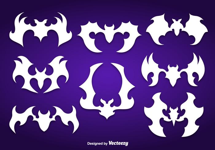 White bats silhouettes vector