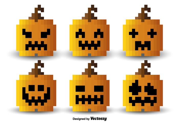 Pixel orange pumpkins vector