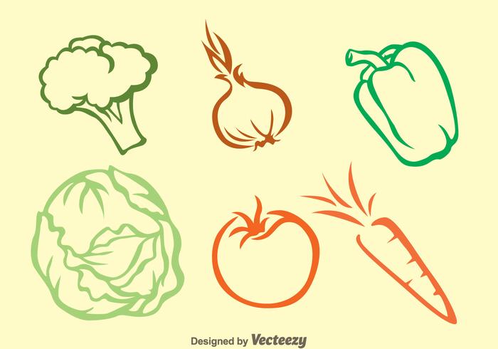 Vegetable Colors Outline Icons vector