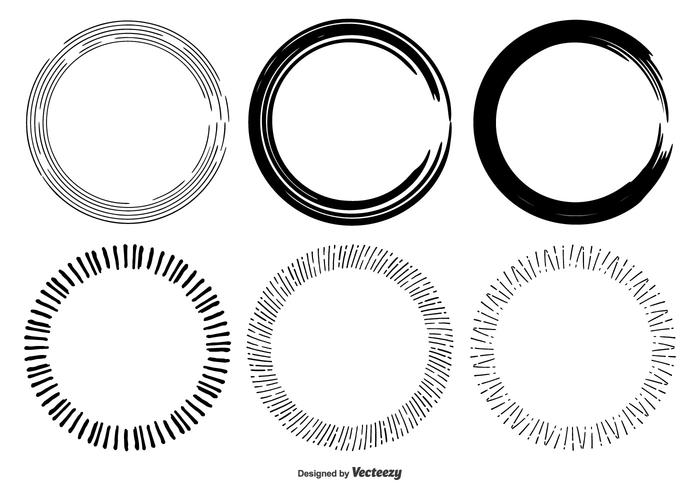 Formas de marco de círculo dibujadas a mano vector